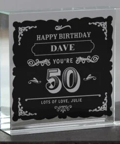 Personalised Birthday Vintage Typography Large Crystal Token