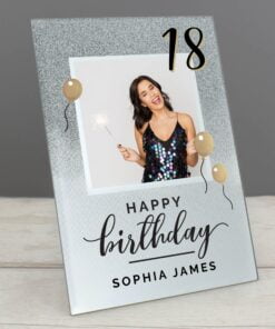 Personalised Birthday 4x4 Glitter Glass Photo Frame