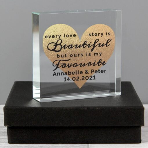 Personalised Every Love Story Is Beautiful Large Crystal Token