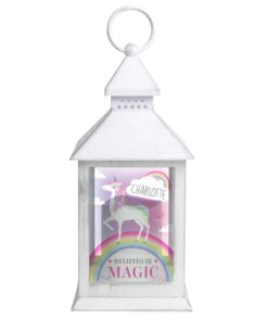 Personalised Unicorn Frost White Lantern