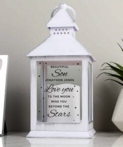 Personalised ‘Miss You Beyond The Stars’ White Lantern