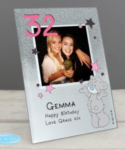 Personalised Me To You Sparkle & Shine 4x4 Glitter Glass Photo Frame