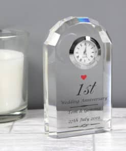 Personalised Heart Motif Crystal Clock