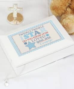 Personalised Twinkle Boys White Keepsake Box