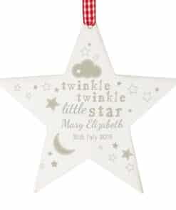 Personalised Twinkle Twinkle Wooden Star Decoration