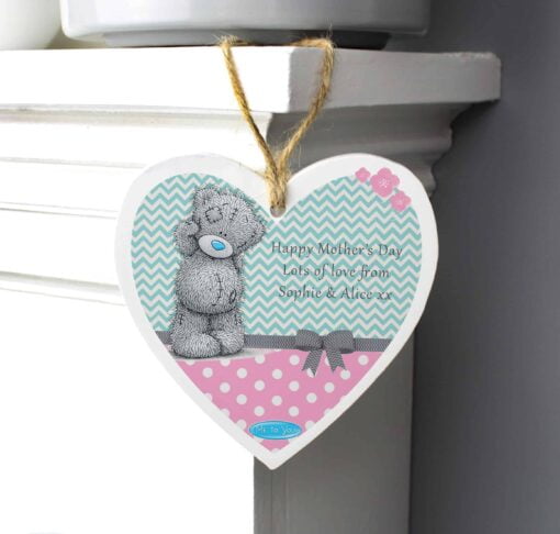 Personalised Me To You Pastel Polka Dot for Her Wooden Heart Decoration