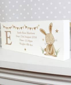 Personalised Hessian Rabbit Wooden Block Sign