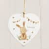 Personalised Hessian Rabbit Wooden Heart Decoration