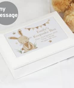 Personalised Hessian Rabbit Wooden Jewellery Box