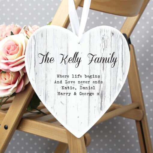 Personalised Rustic Large Wooden Heart Decoration