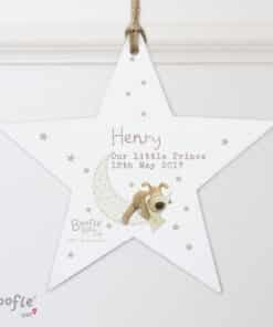 Personalised Boofle Baby Wooden Star Decoration