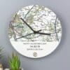 Personalised Present Day Map Compass Wooden Clock