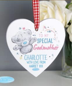 Personalised Me to You Godmother Wooden Heart Decoration