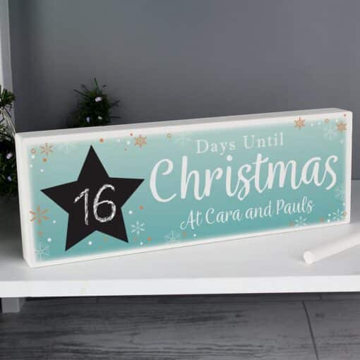 Personalised Christmas Chalk Countdown Wooden Block Sign