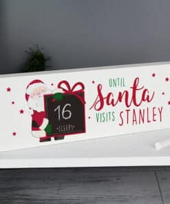 Personalised Santa Christmas Chalk Countdown Wooden Block Sign