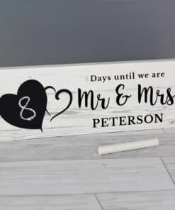 Personalised Rustic Chalk Countdown Wooden Block Sign
