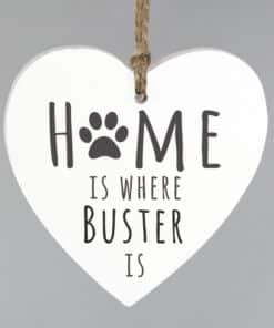 Personalised 'Home is Where' Pet Wooden Heart Decoration