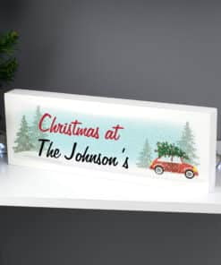 Personalised 'Driving Home For Christmas' Wooden Block Sign