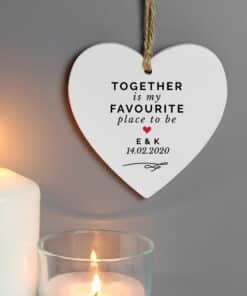 Personalised Together Is My Favorite Place Wooden Heart Decoration