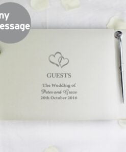 Personalised Hearts Design Hardback Guest Book & Pen