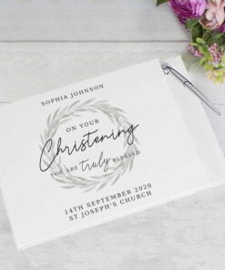 Personalised 'Truly Blessed' Christening Hardback Guest Book & Pen