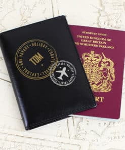 Personalised Stamped Black Passport Holder