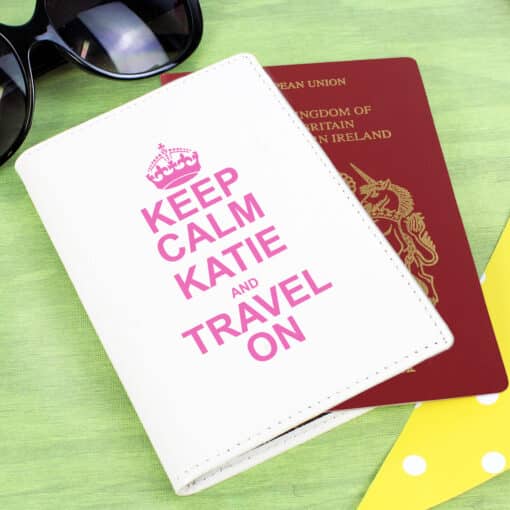 Personalised Keep Calm Cream Passport Holder