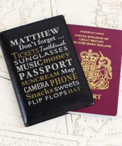 Personalised Dont Forget... Black Passport Holder