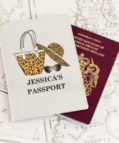 Personalised Leopard Print Cream Passport Holder