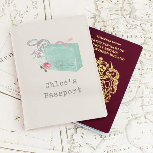 Personalised Vintage Pastel Travel Cream Passport Holder