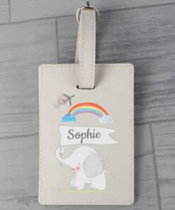 Personalised Hessian Elephant Cream Luggage Tag