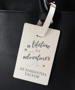 Personalised 'Lifetime of Adventures' Cream Luggage Tag