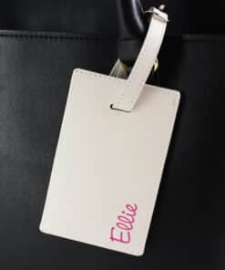 Personalised Pink Name Cream Luggage Tag