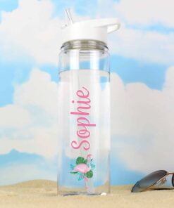 Personalised Flamingo Island Water Bottle