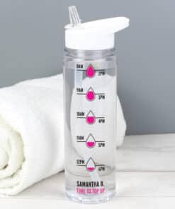 Personalised Pink 'Hydration Tracker' Island Water Bottle