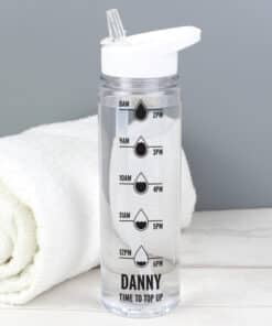Personalised Black 'Hydration Tracker' Island Water Bottle
