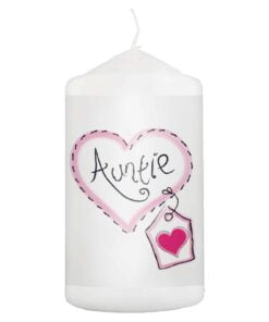 Auntie Heart Stitch Pillar Candle