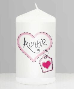 Auntie Heart Stitch Pillar Candle