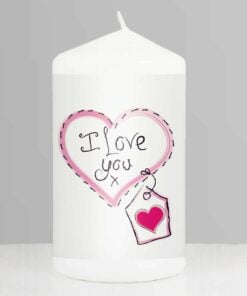 Heart Stitch – I Love You Pillar Candle