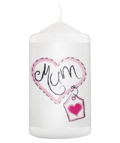 Mum Heart Stitch Pillar Candle