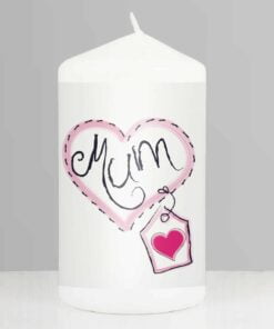 Mum Heart Stitch Pillar Candle
