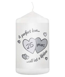 Perfect Love Silver Anniversary Pillar Candle