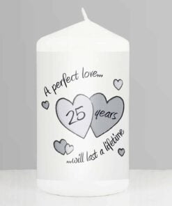 Perfect Love Silver Anniversary Pillar Candle