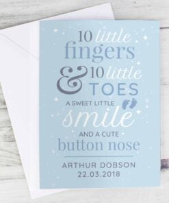 Personalised ’10 Little Fingers’ Blue Baby Card