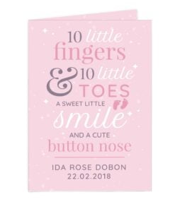 Personalised ’10 Little Fingers’ Pink Baby Card