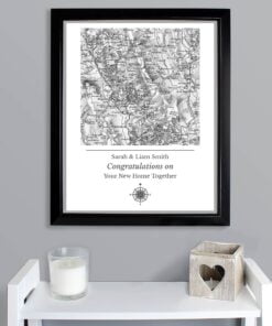 Personalised 1805 – 1874 Old Series Map Compass Black Framed Print
