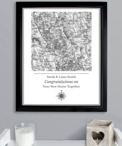Personalised 1805 – 1874 Old Series Map Compass Black Framed Print