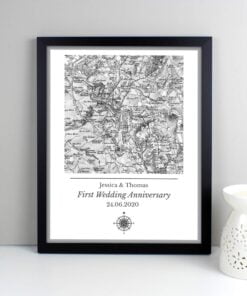 Personalised 1805 – 1874 Old Series Map Compass Black Framed Print