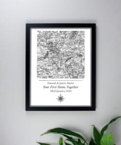 Personalised 1805 – 1874 Old Series Map Compass Black Framed Print