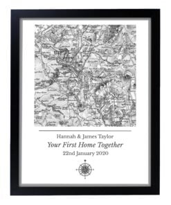 Personalised 1805 – 1874 Old Series Map Compass Black Framed Print